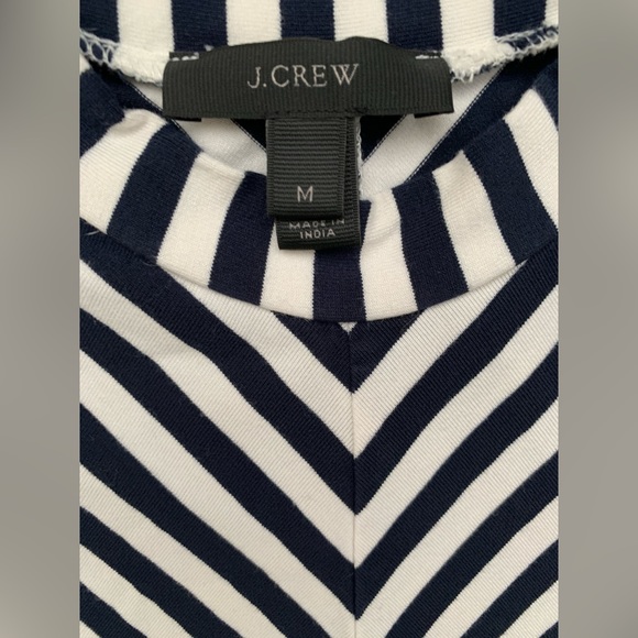 J. Crew Swingy Chevron Mock Neck Dress J8901 | Medium | Striped Navy & White - Picture 2 of 7